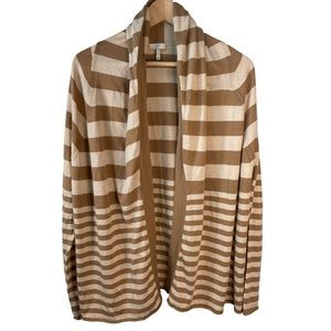 Joie Cashmere Wool Striped Cardigan Sweater Medium Open Neutral Office Classic